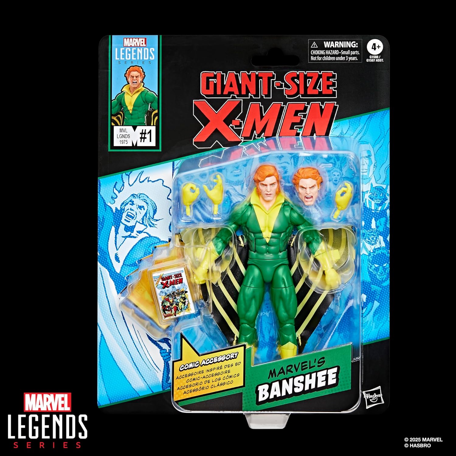 Marvel Legends Series Banshee, Giant-Size X-Men #1 (1975) Comics-Inspired Collectible 6-Inch Scale Action Figure with Character-Sized Comic Accessory