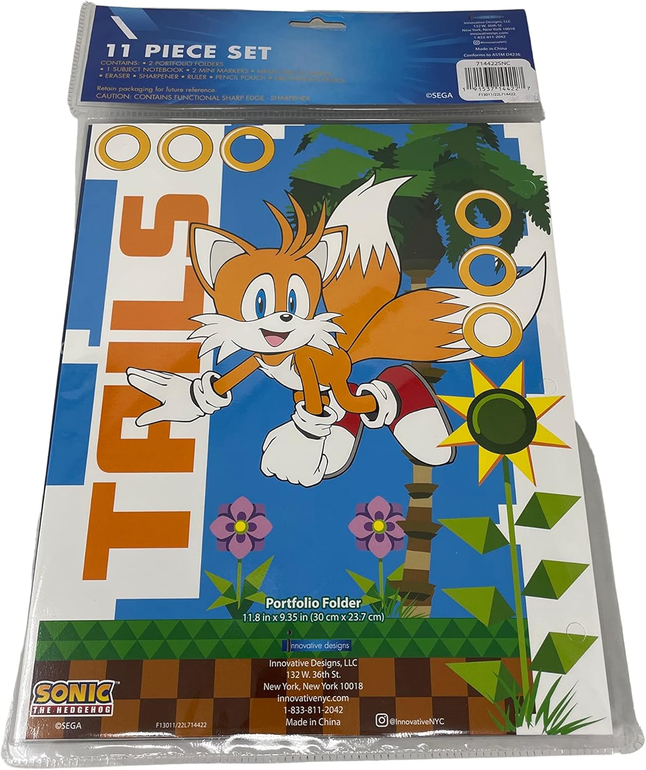 Innovative Designs Sonic The Hedgehog 11 Pcs Stationey Set, Blue, (714422snc)