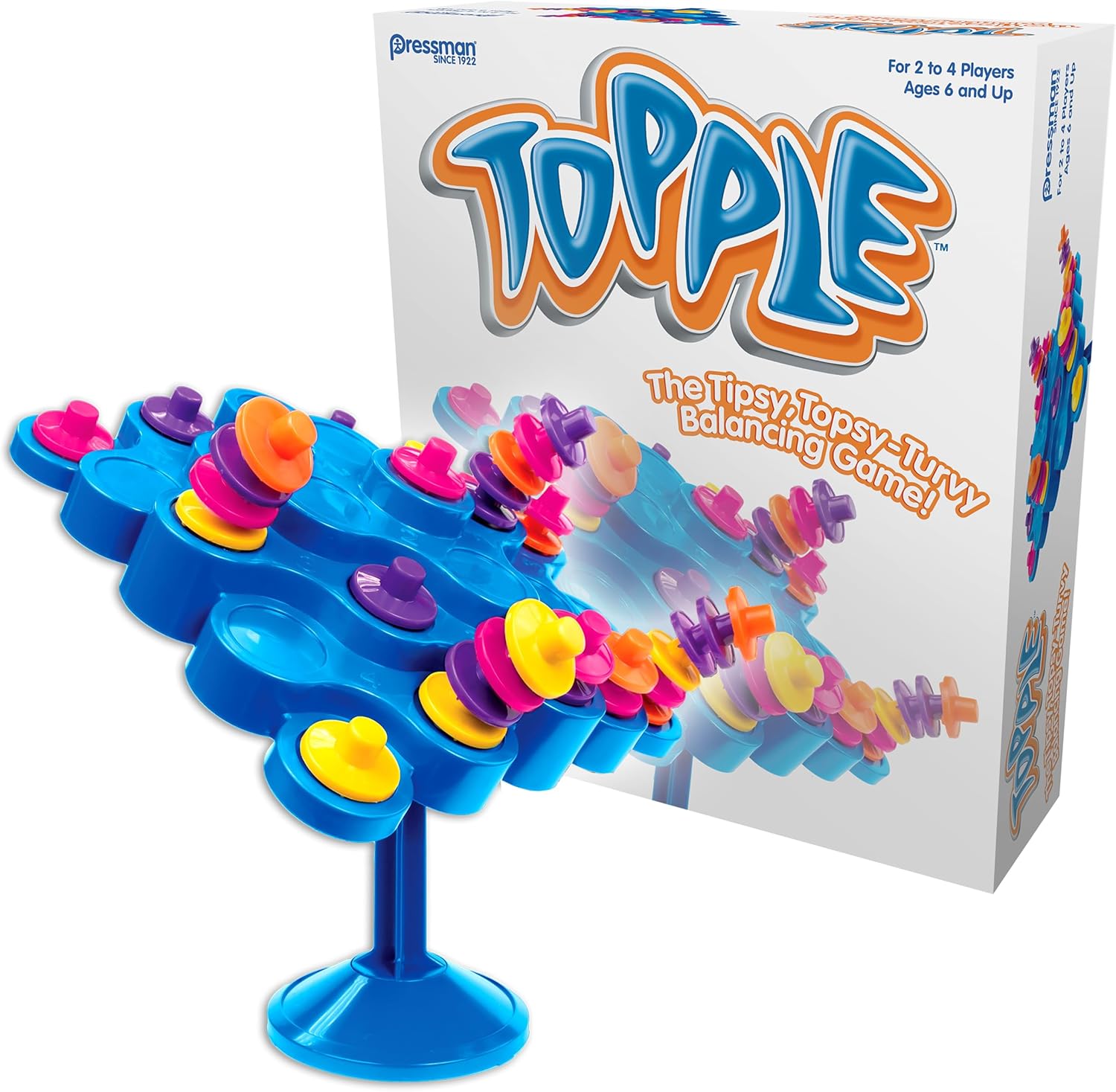Pressman Original Topple Board Game | Classic & Fun Balancing Game for Kids & Family | Promotes STEM Skills | Great Gift Idea | 2-4 Players, Ages 6+