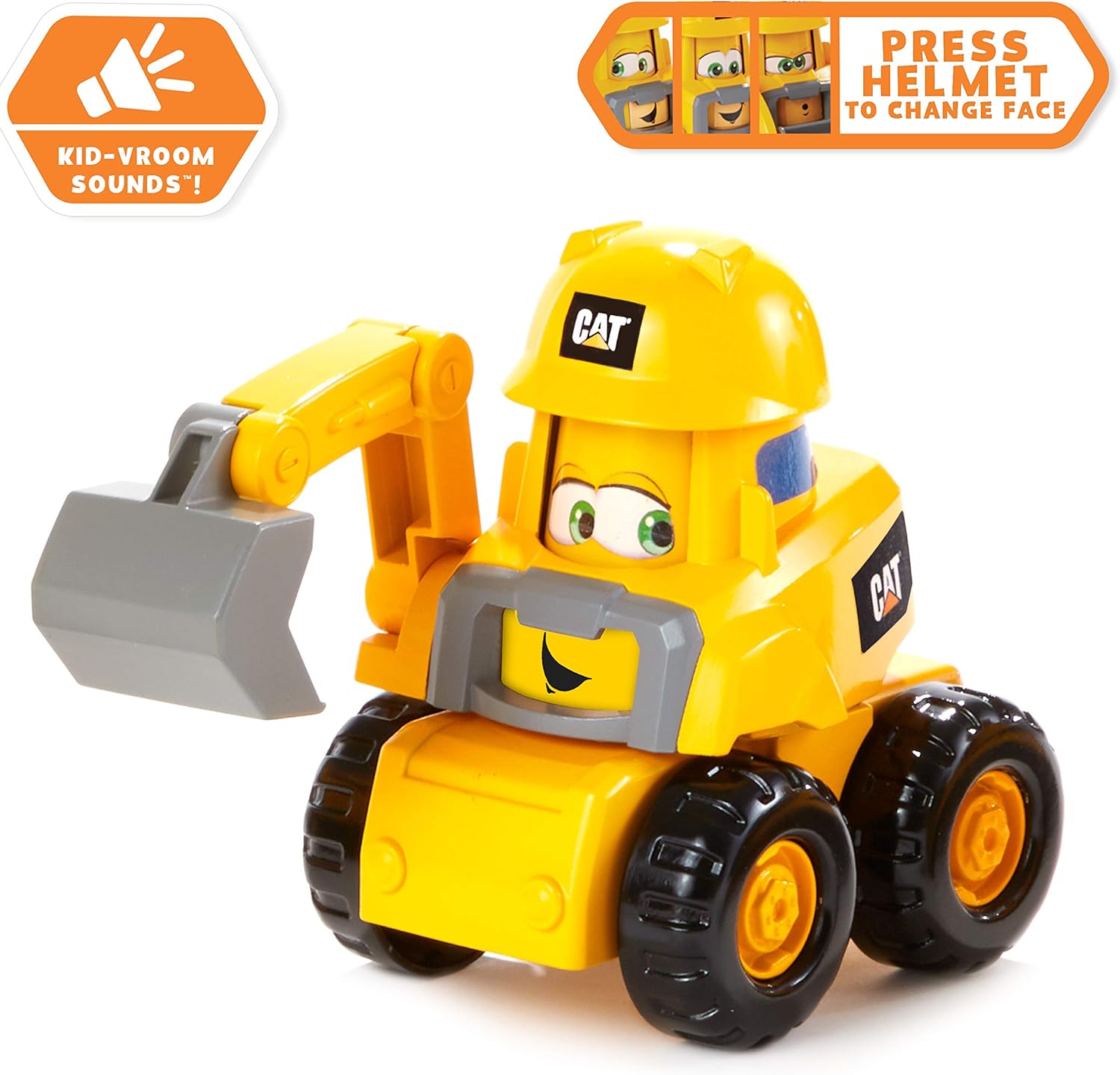 CAT Construction Toys, Junior Crew Construction Pals Excavator EduCATional Preschool Vehicle with Kid Vroom Sounds and Animated Face. for Ages 2+