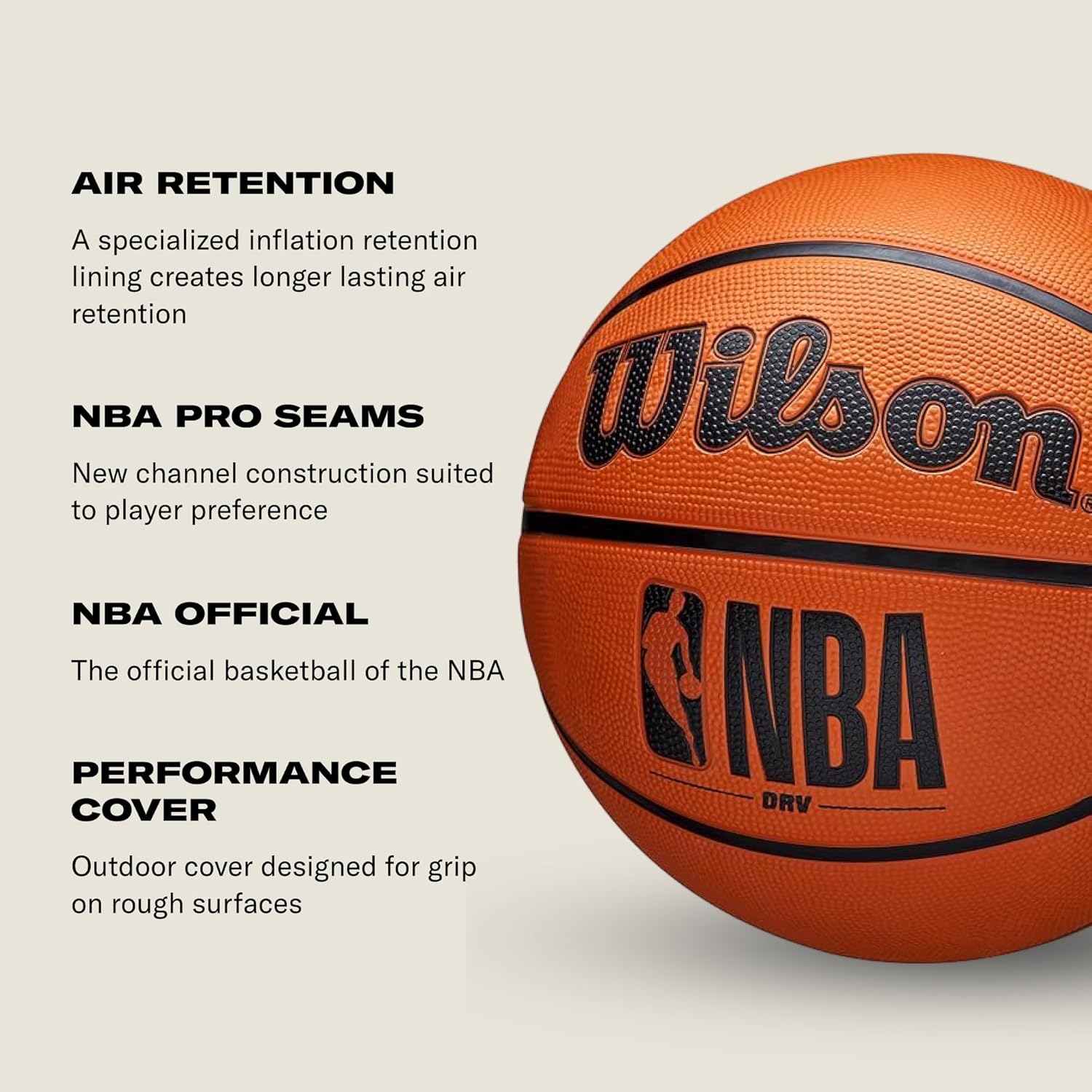 Wilson Basketball, NBA DRV Pro Model, Outdoor, Tackskin Rubber