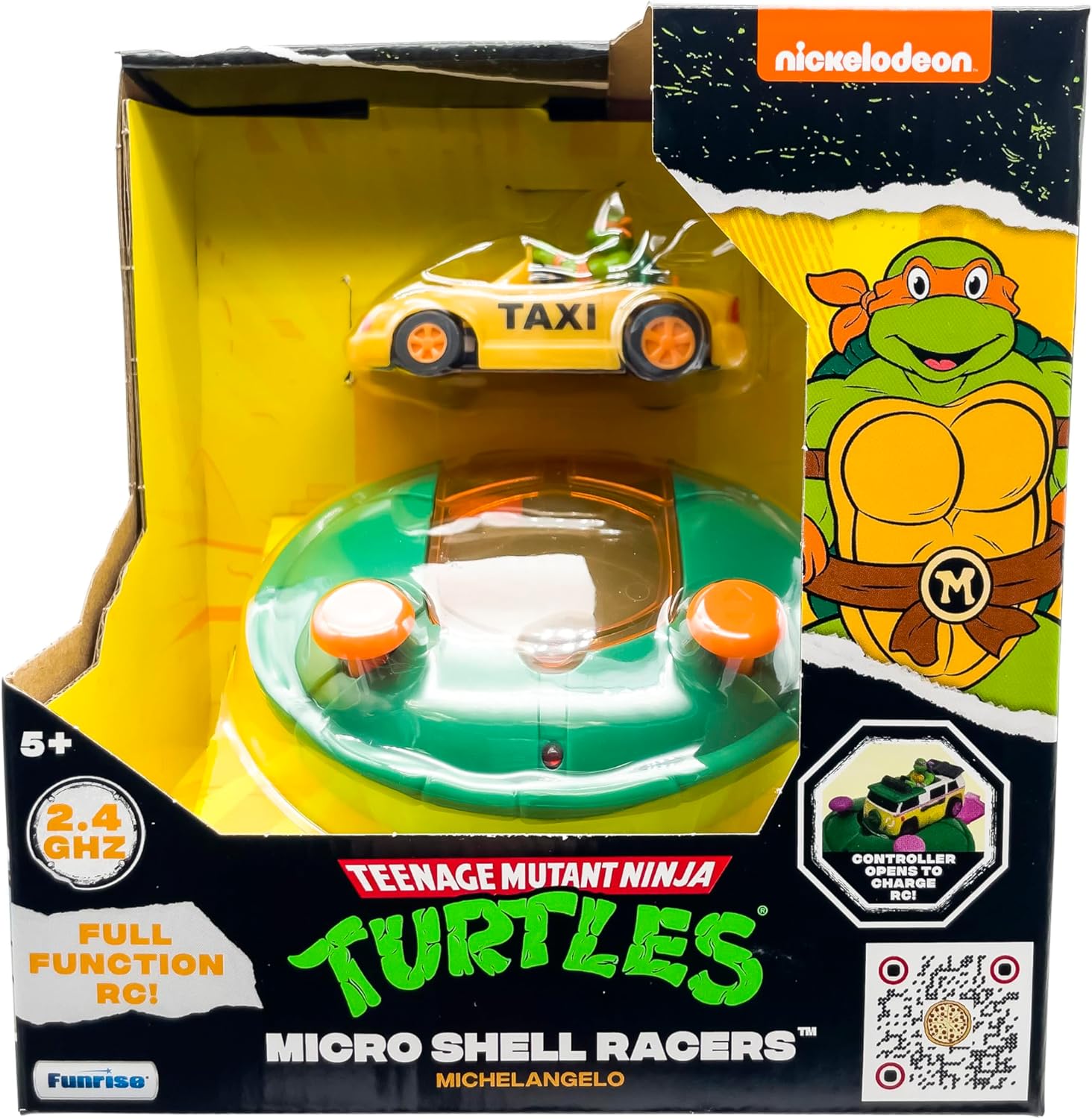 Teenage Mutant Ninja Turtles Toy, Michelangelo Micro Shell Racer Vehicle, TMNT Ninja Racing Toy for Kids, Classic Edition for Kids, Ages 3+