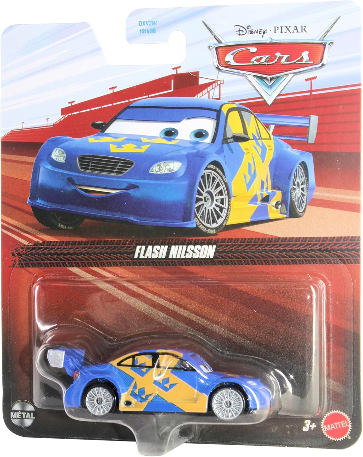 Mattel Disney Cars 2026 1:55 Scale Diecast Swedish Race Car Flash Nilsson