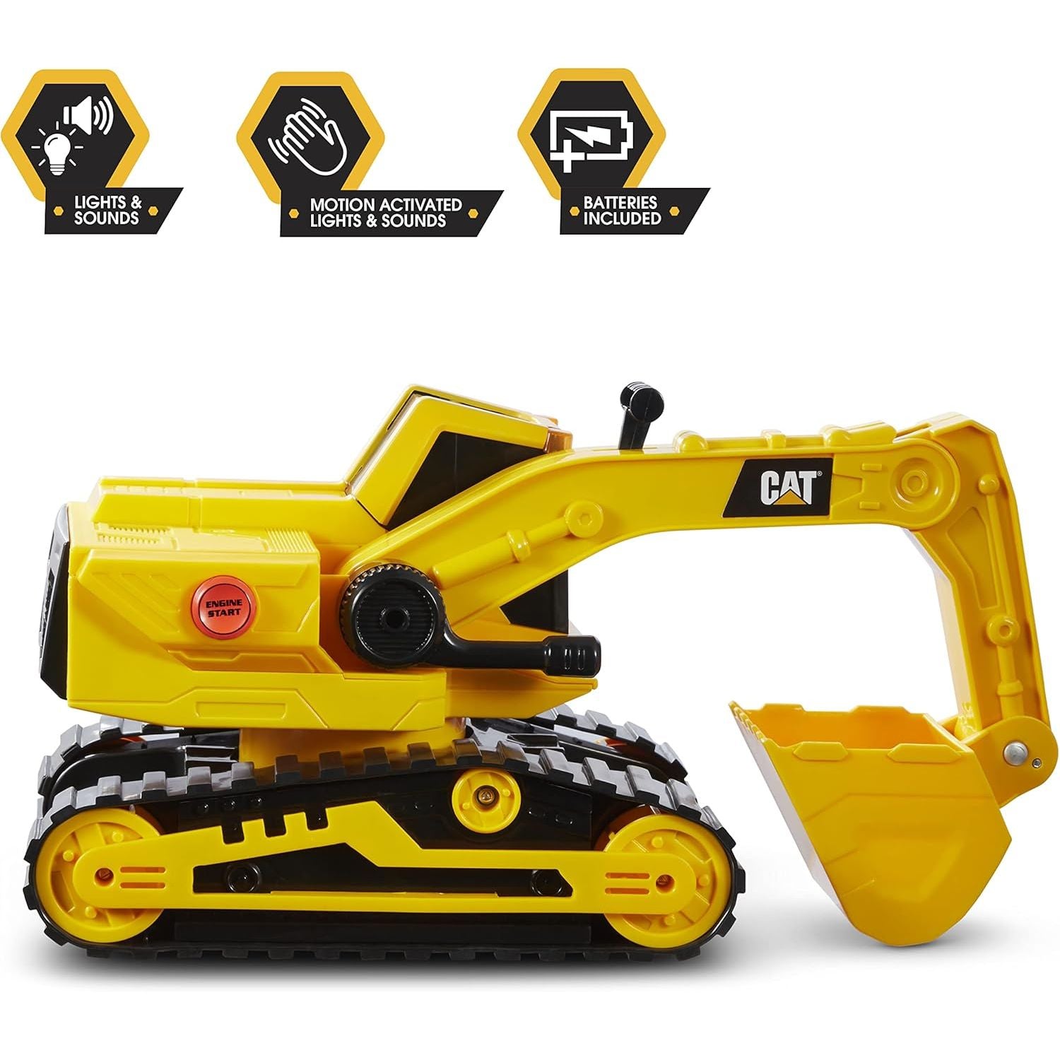 Cat Construction Power Haulers Excavator - Motion Drive Technology and Lights & Sounds Toy Truck for Kids Ages 3+, Durable Yellow Construction Vehicle
