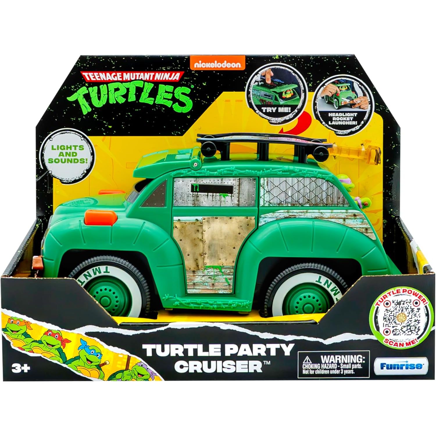 Teenage Mutant Ninja Turtles, Turtle Party Cruiser w/Lights and Sounds, Vintage Styling, Interactive Play, Ages 3+