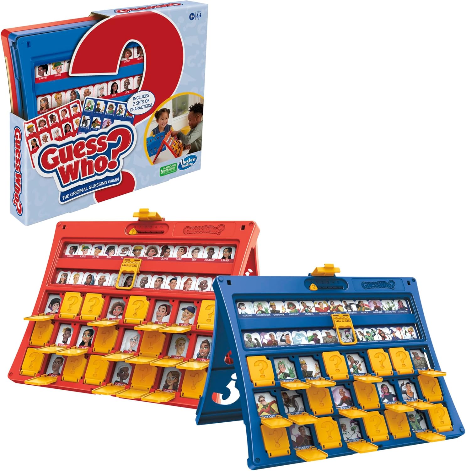 Hasbro Gaming Guess Who? Original,Easy to Load Frame,Double-Sided Character Sheet,2 Player Board Games for Kids,Guessing Games for Families,Ages 6 and Up