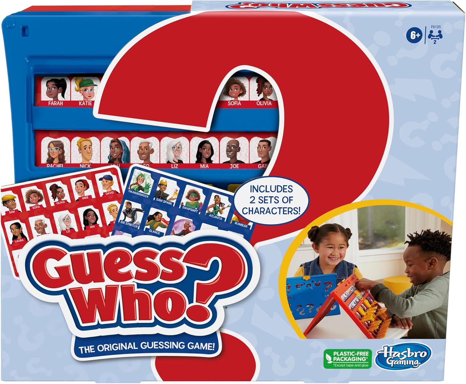Hasbro Gaming Guess Who? Original,Easy to Load Frame,Double-Sided Character Sheet,2 Player Board Games for Kids,Guessing Games for Families,Ages 6 and Up