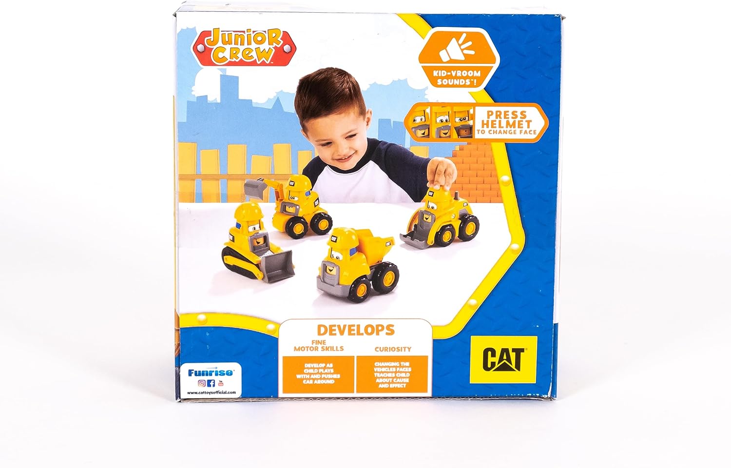 CAT Construction Toys, Junior Crew Construction Pals Excavator EduCATional Preschool Vehicle with Kid Vroom Sounds and Animated Face. for Ages 2+