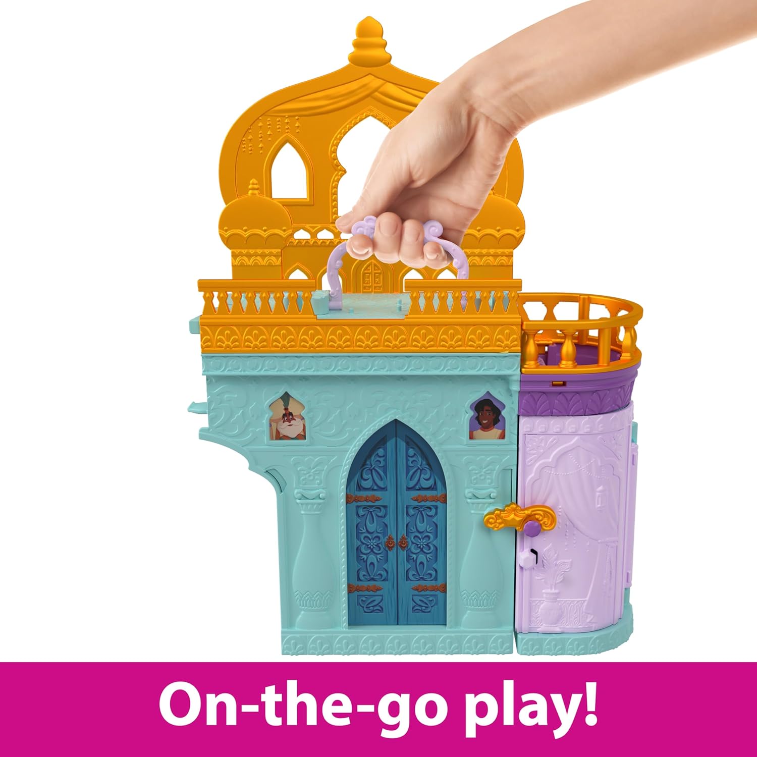 Mattel Disney Princess Jasmine Doll House Stackable Castle with Small Jasmine Doll, 2 Character Friends & 7 Accessories