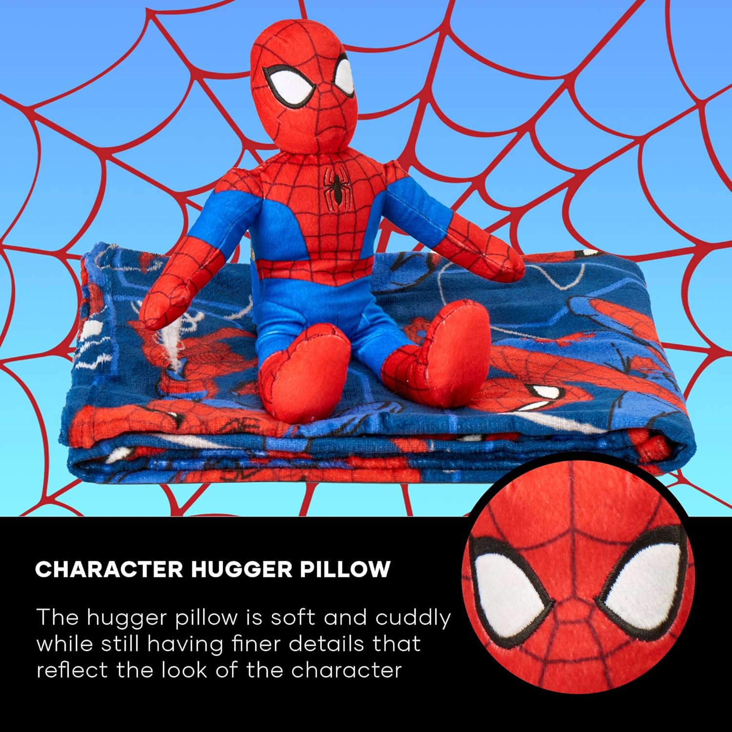 Northwest The Company Character Hugger Pillow & Silk Touch Throw Blanket Set, 40" x 50", Spider-Man - Fearless Spidey