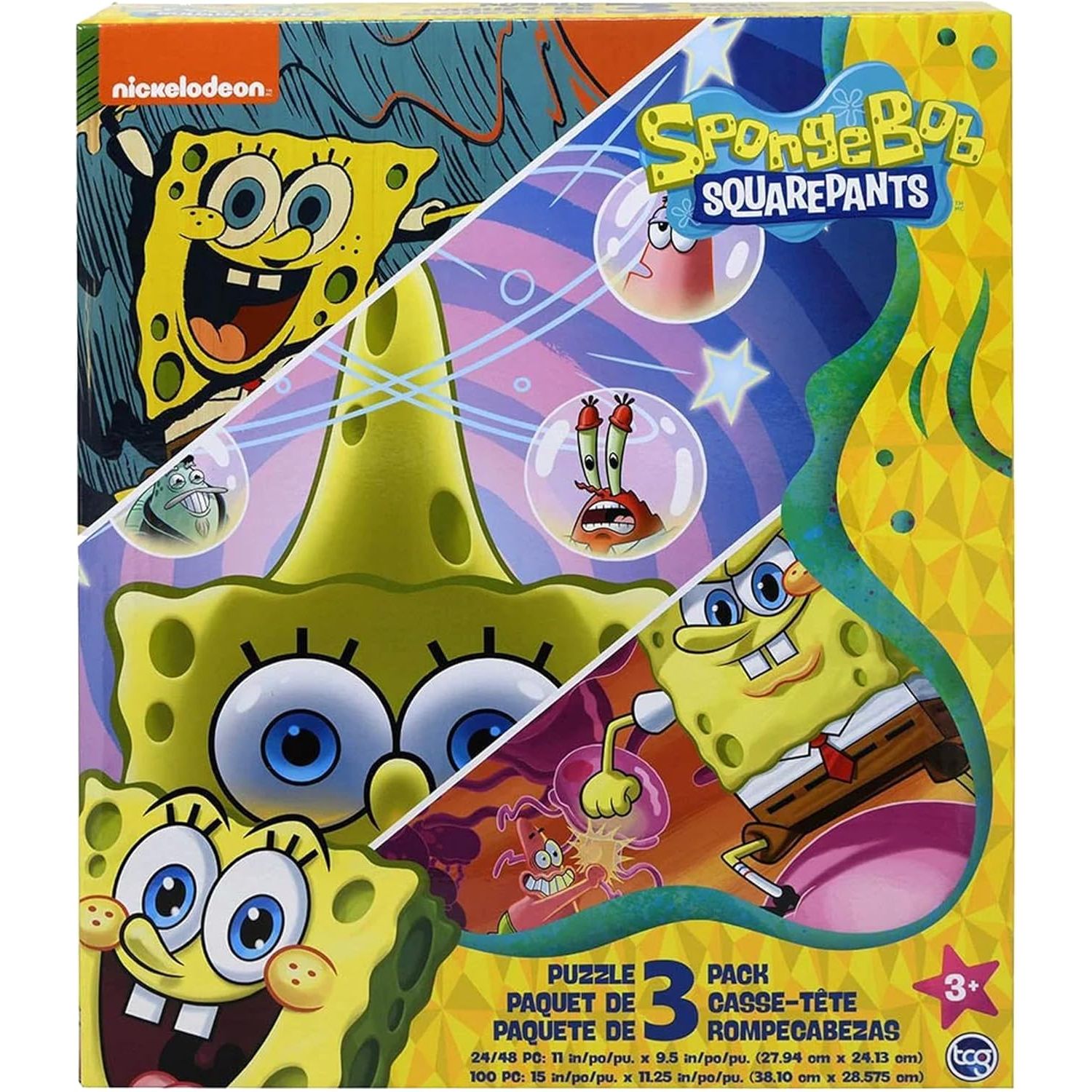 Spongebob Squarepants - 3 in 1 Jigsaw Puzzles for Kids. Great Birthday & Educational Gifts for Boys and Girls. Colorful Pieces Fit Together Perfectly. Great Preschool Aged Learning Gift.
