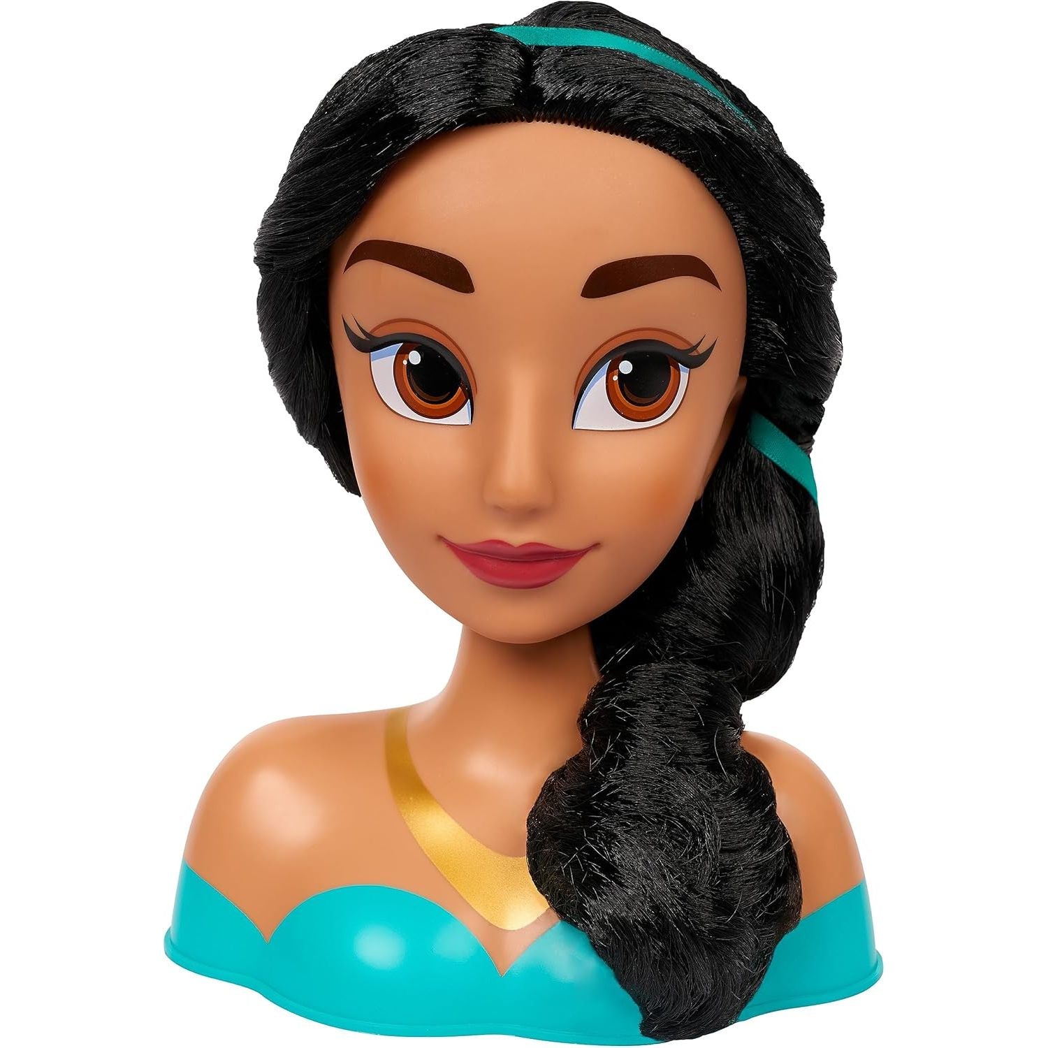 Disney Princess Jasmine Styling Head with Accessories, 14-pieces, Black Hair and Brown Eyes, Kids Toys for Ages 3 Up by Just Play