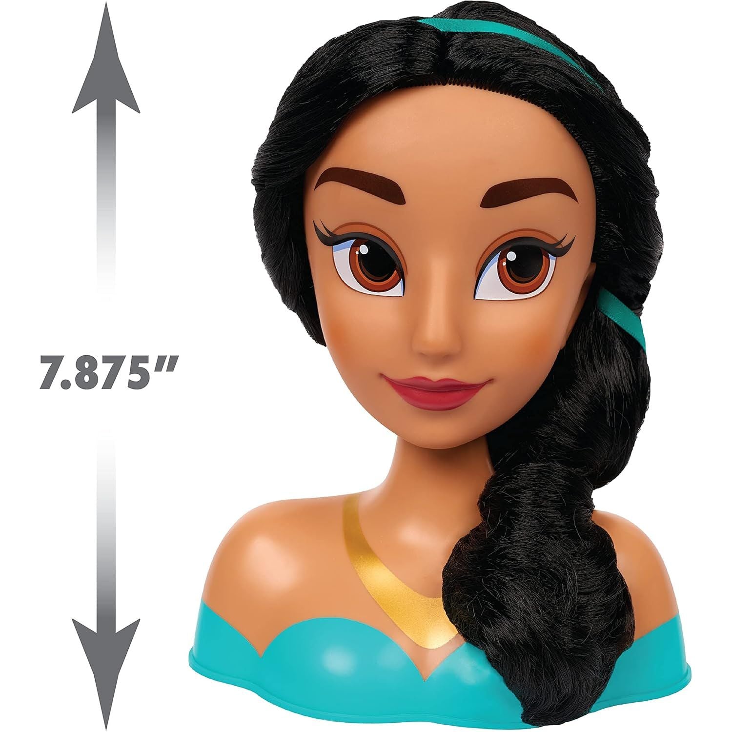 Disney Princess Jasmine Styling Head with Accessories, 14-pieces, Black Hair and Brown Eyes, Kids Toys for Ages 3 Up by Just Play