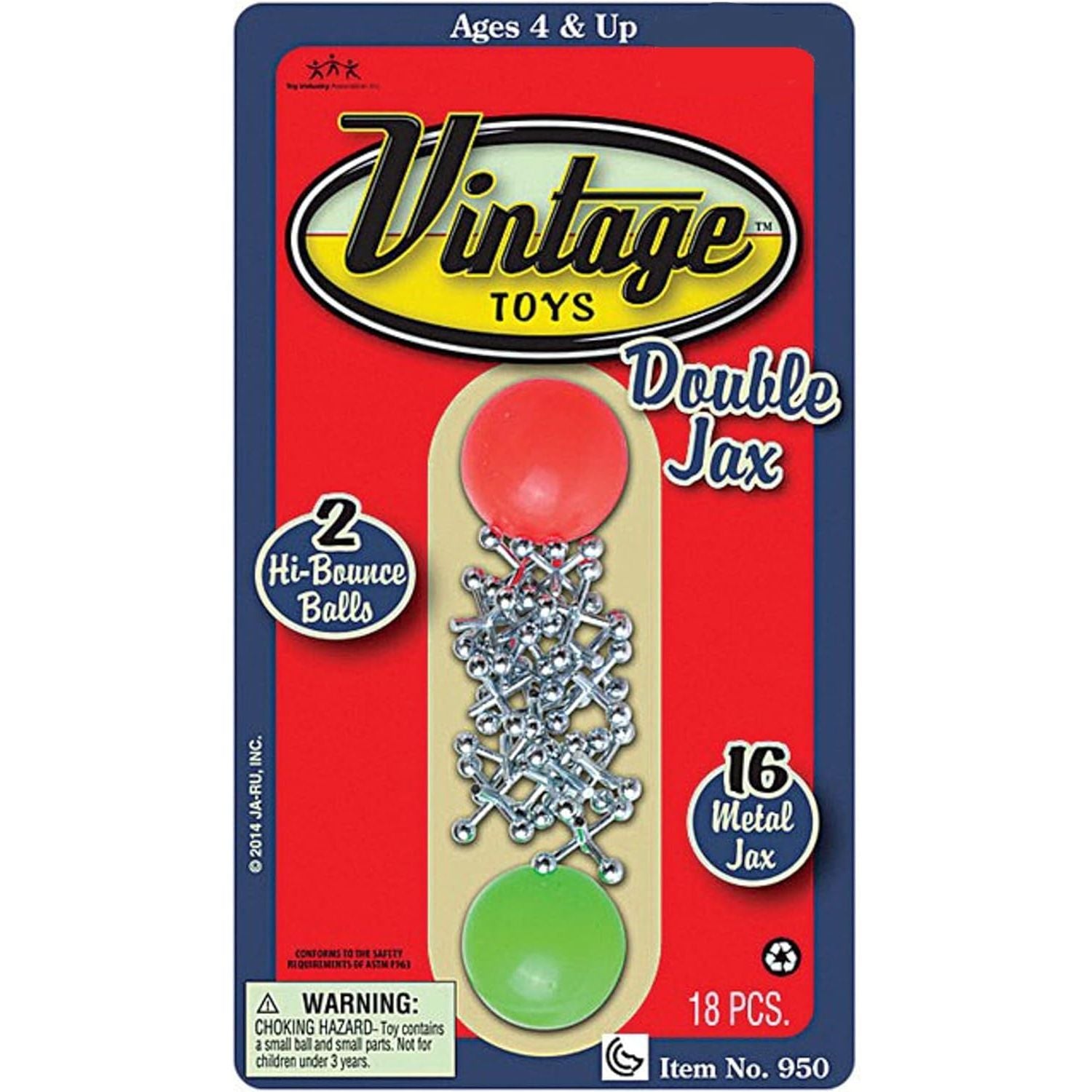 JA-RU Vintage Metal Jacks Game Set/Two Bouncy Balls.(1 Pack) Mini Jax Toy. Classic Family Retro Classics. Bulk Party Favors, Stocking Stuffers. 950-1B