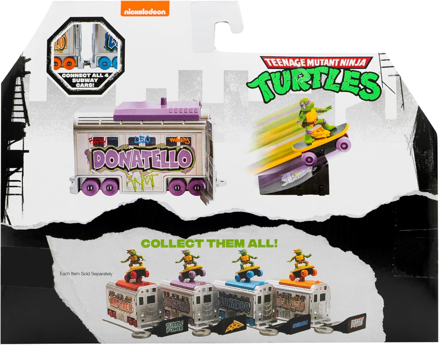 Teenage Mutant Ninja Turtles 5" Switch Kick Subway Launcher Donatello for Ages 3+ - Launch & Battle with Box Car - Collect All 4!