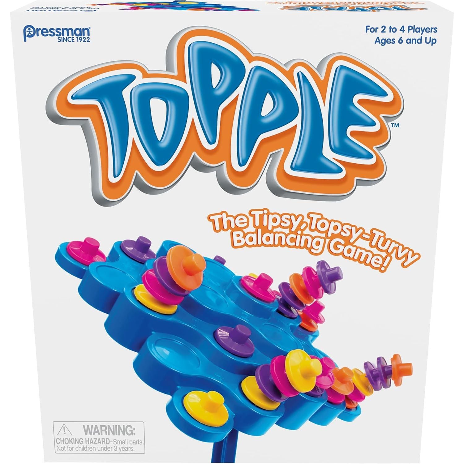 Pressman Original Topple Board Game | Classic & Fun Balancing Game for Kids & Family | Promotes STEM Skills | Great Gift Idea | 2-4 Players, Ages 6+