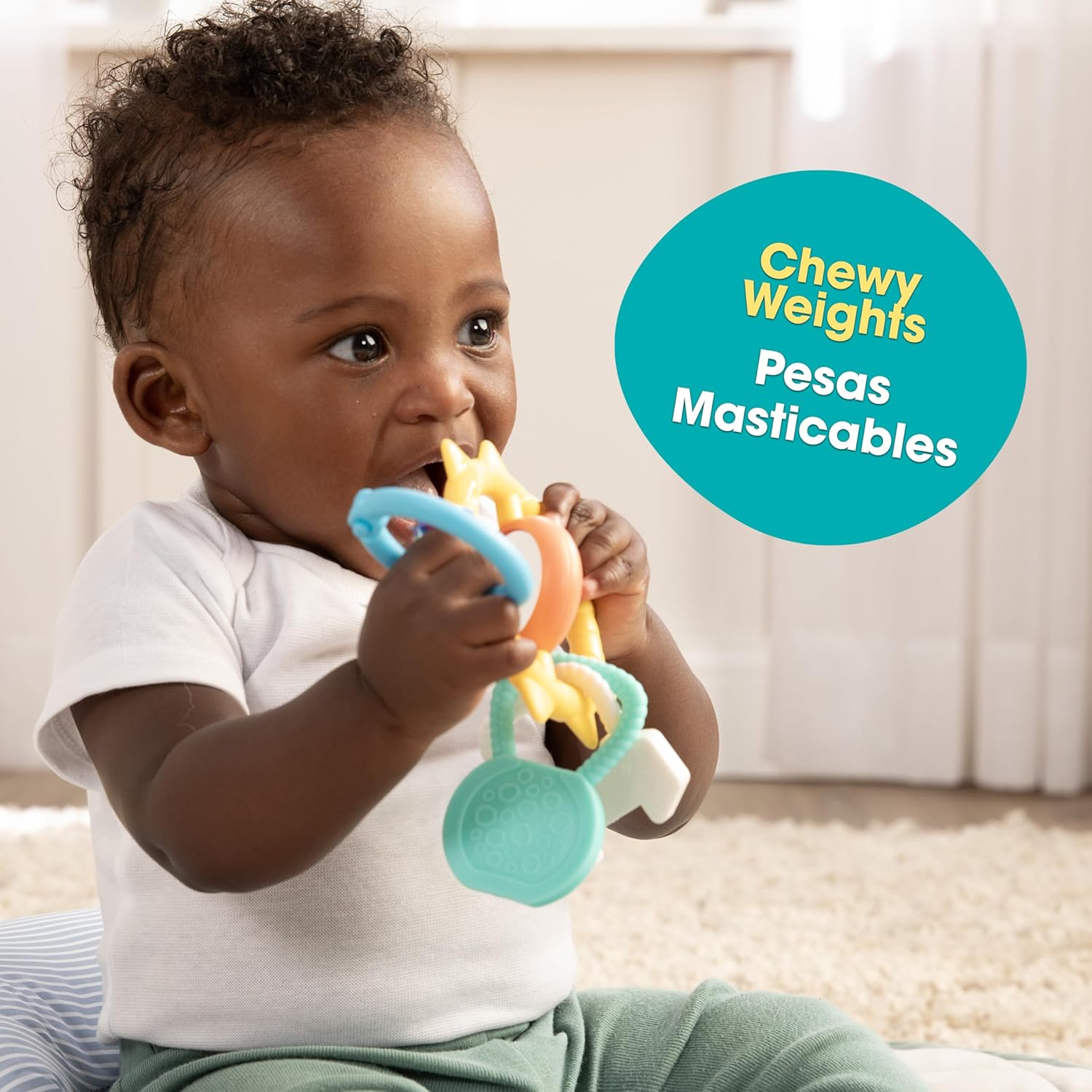 BEBE FUERTE Strong & Sunny Clip On Stroller Toy by Robin Arzon - Developmental Baby Teething Toys - Travel Toys for Infants - Teething Toy for 0 Months and Up