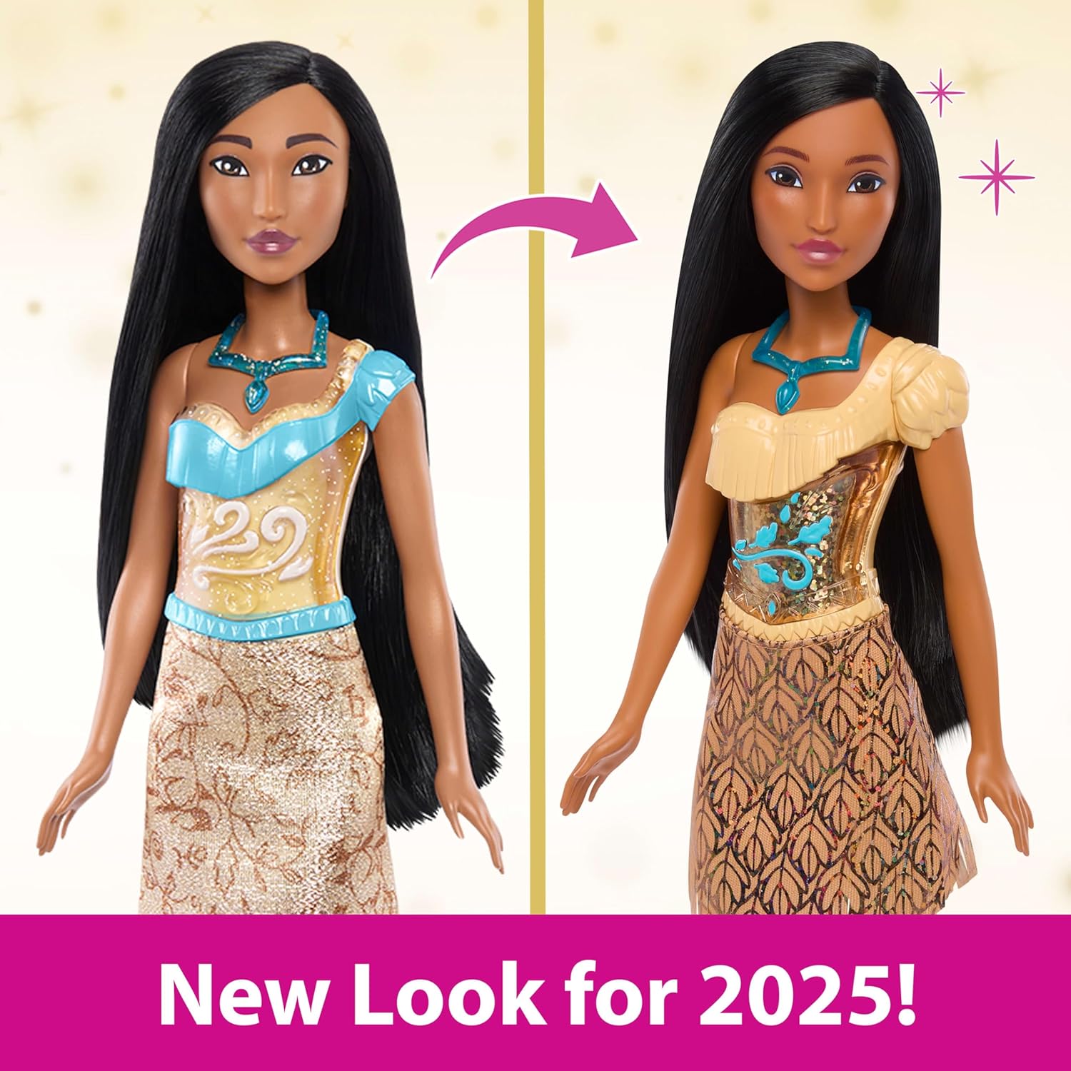 Mattel Disney Princess Pocahontas Doll in Sparkling Fashion with Removable Skirt, Necklace and Shoes, Posable & Collectible, Inspired by Movie
