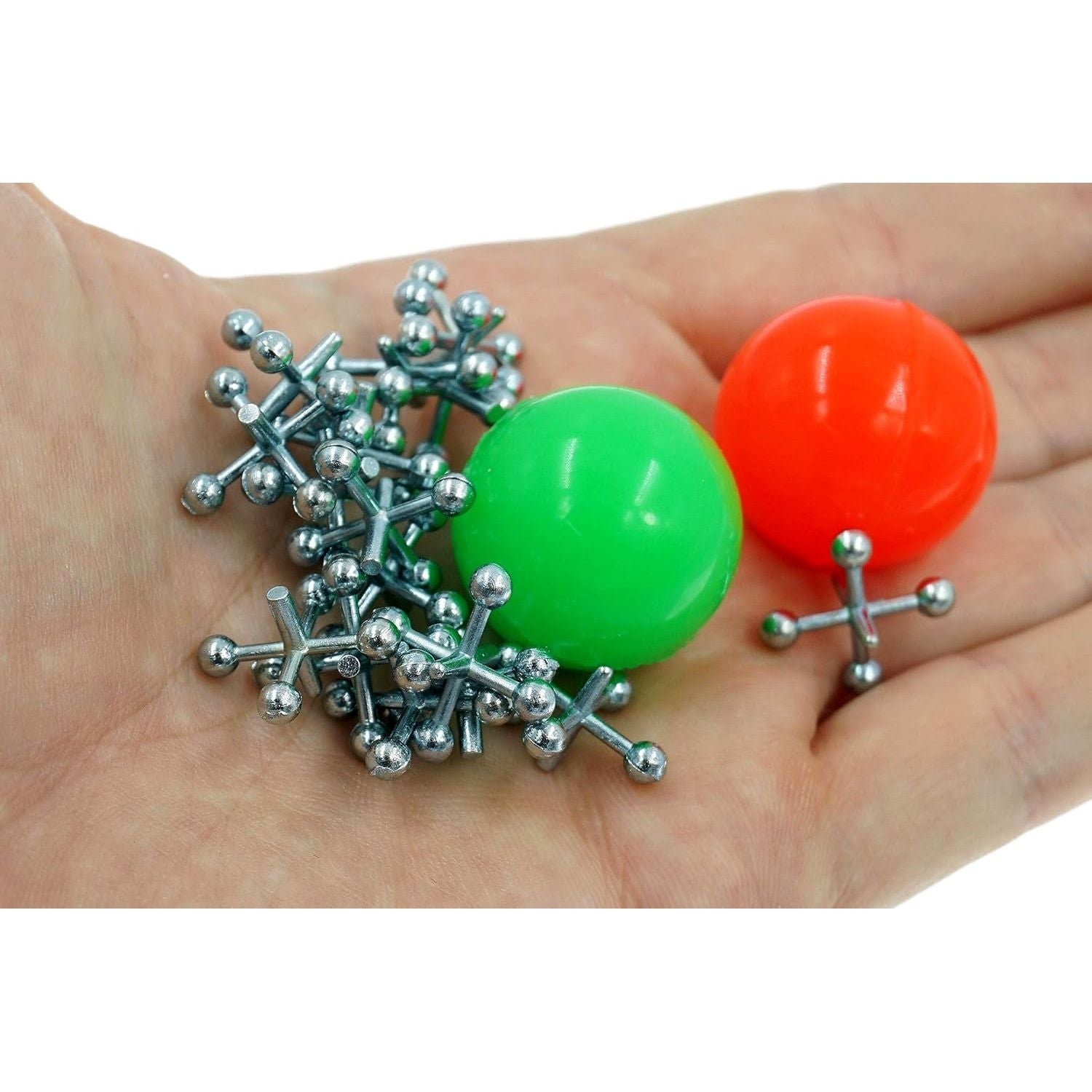 JA-RU Vintage Metal Jacks Game Set/Two Bouncy Balls.(1 Pack) Mini Jax Toy. Classic Family Retro Classics. Bulk Party Favors, Stocking Stuffers. 950-1B
