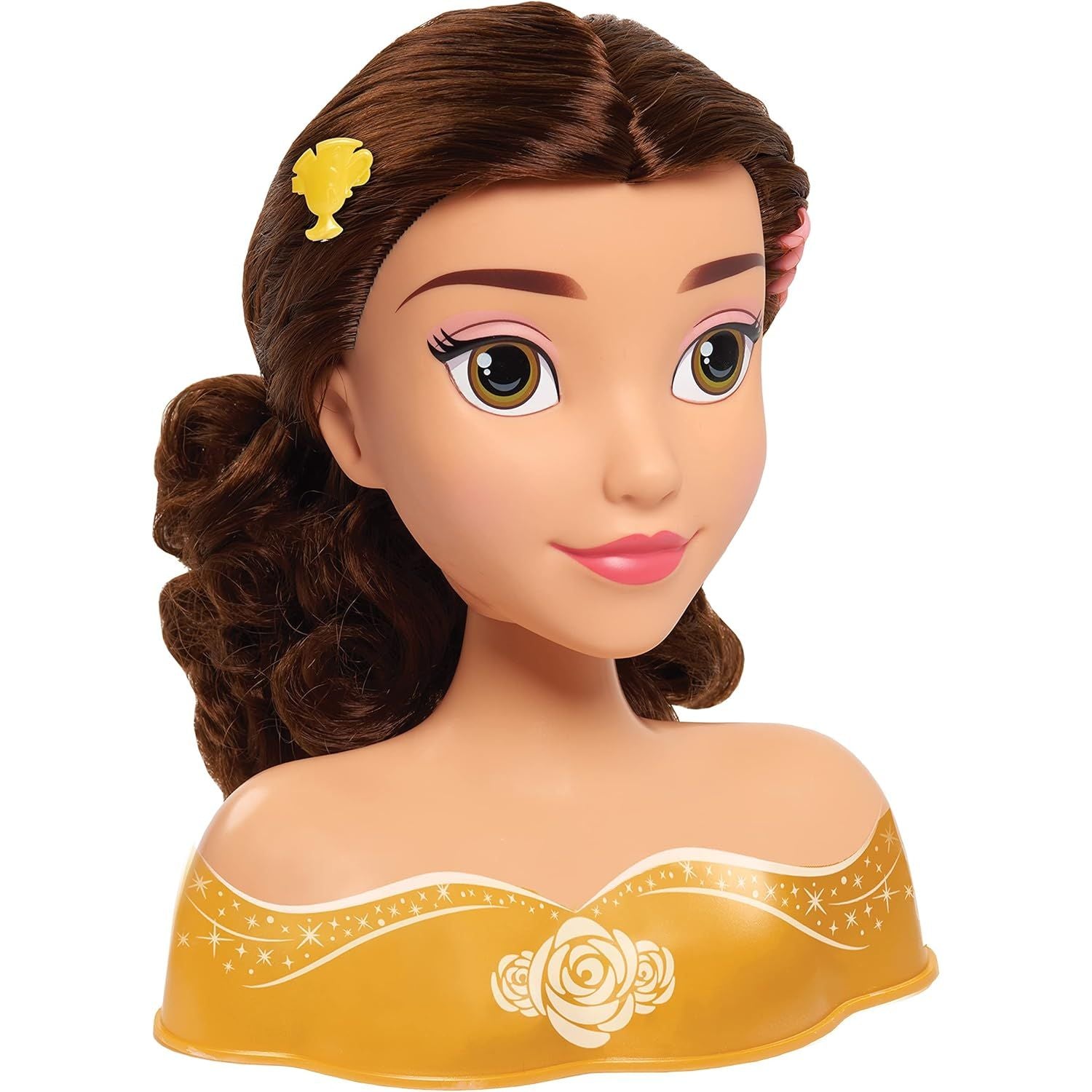 Disney Princess Belle Styling Head, Brown Hair, 10 Piece Pretend Play Set, Beauty and the Beast, Officially Licensed Kids Toys for Ages 3 Up by Just Play