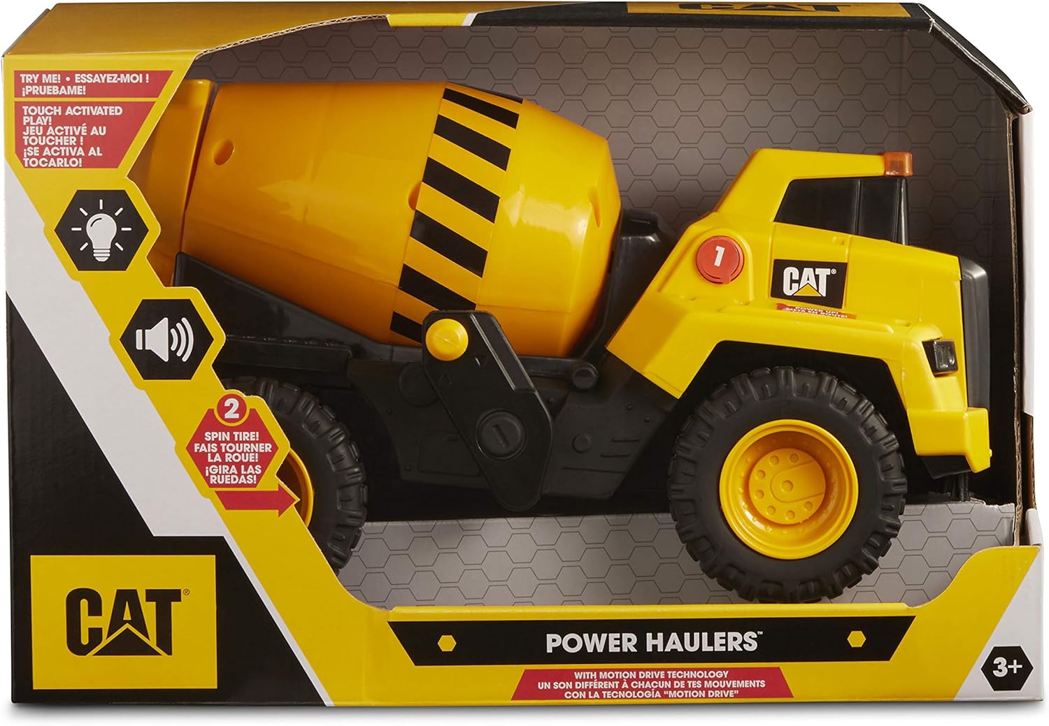 CAT Construction Toys, CAT Construction 11.5" Power Haulers Cement Mixer, Realistic Lights & Sounds, Motion Drive Technology, Working Features, and Interactive Play for Ages 3+