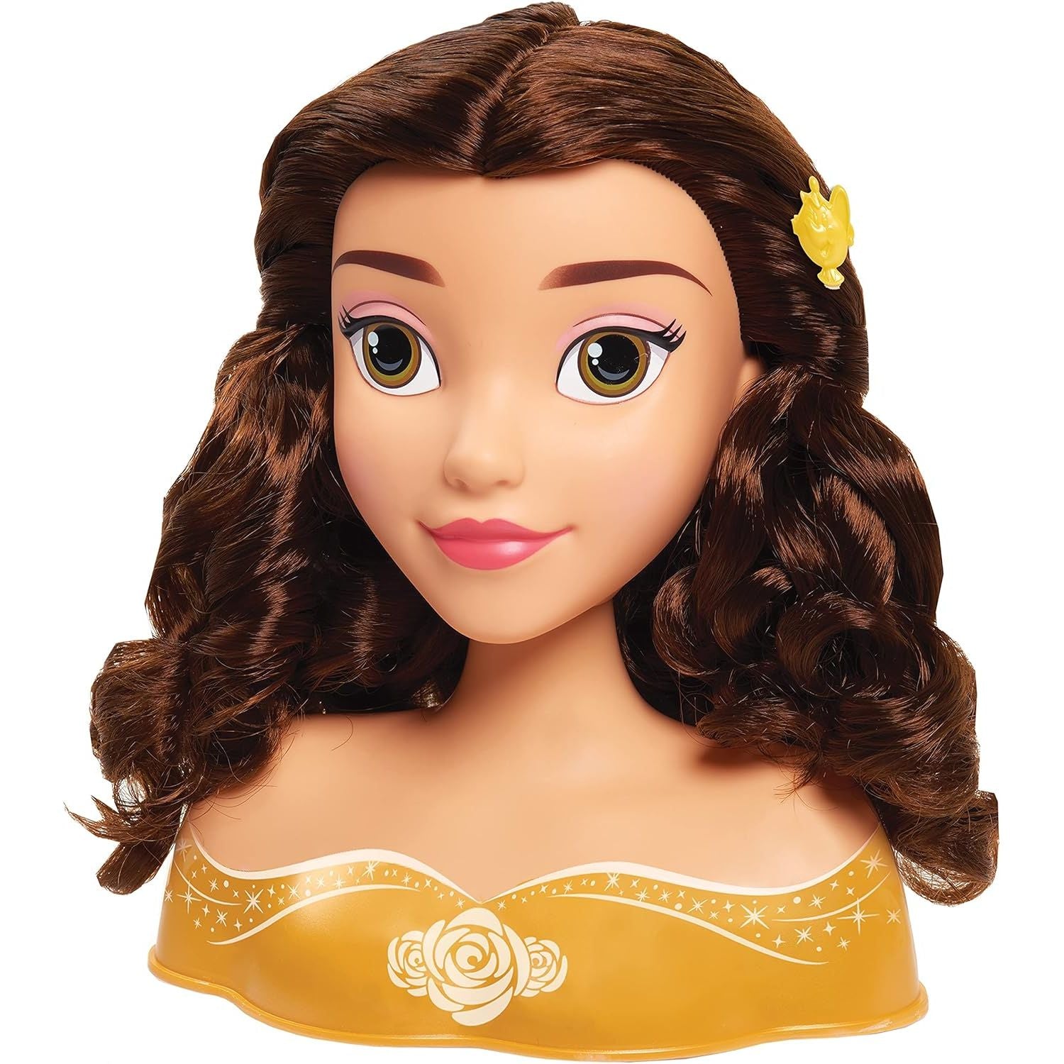 Disney Princess Belle Styling Head, Brown Hair, 10 Piece Pretend Play Set, Beauty and the Beast, Officially Licensed Kids Toys for Ages 3 Up by Just Play