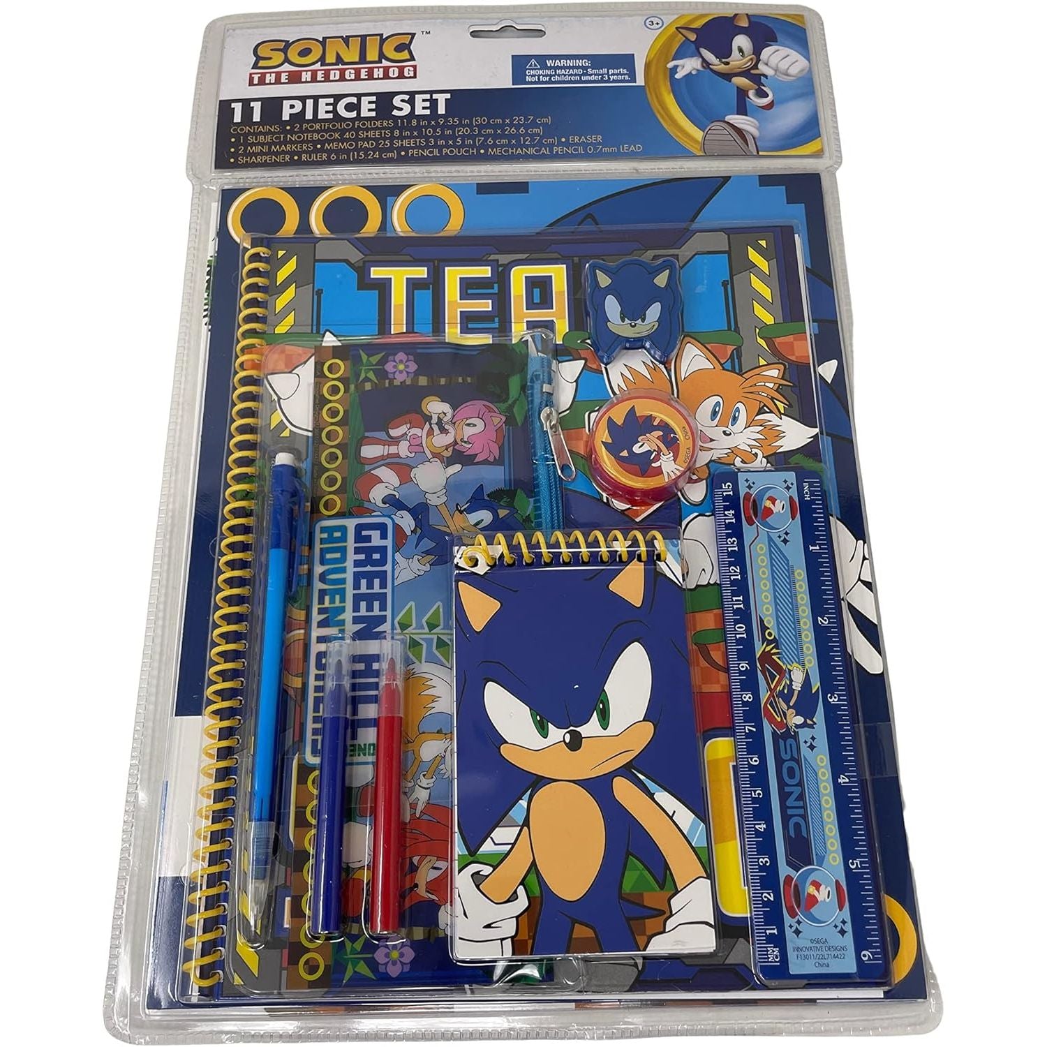 Innovative Designs Sonic The Hedgehog 11 Pcs Stationey Set, Blue, (714422snc)