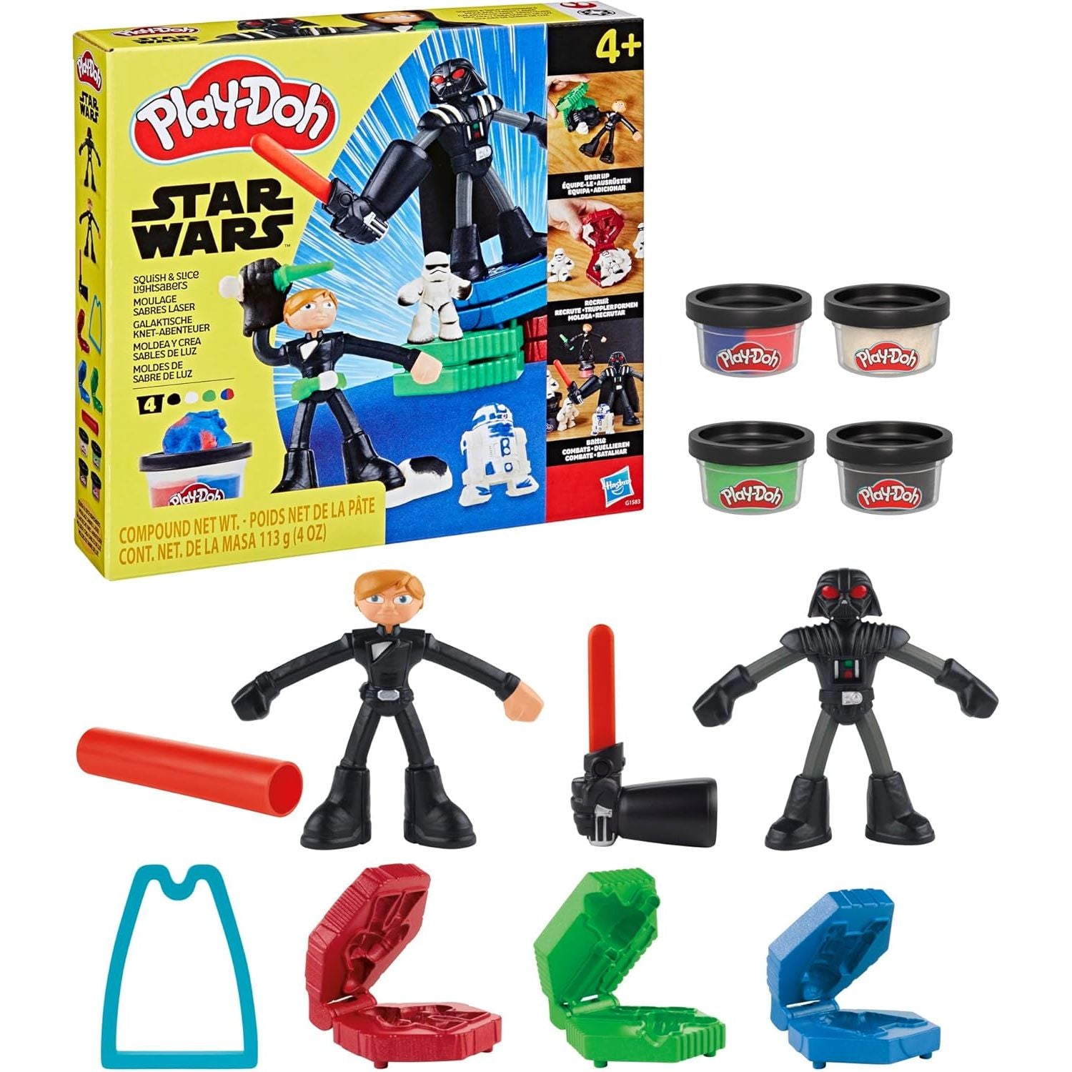 Play-Doh Star Wars Squish & Slice Lightsabers Playset, Bendy 4 Inch Luke Skywalker & Darth Vader Action Figures, Imagination Toys for 4 Year Old Boys & Girls & Up