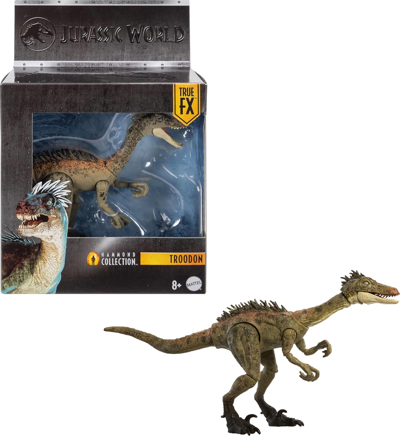 Mattel Jurassic World Hammond Collection Dinosaur Action Figure Toy Troodon Species, Premium Movie Design Glass Eyes & 14 Points Articulation