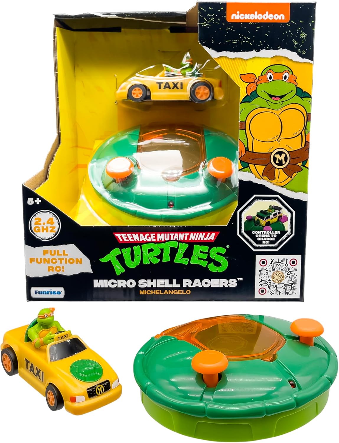 Teenage Mutant Ninja Turtles Toy, Michelangelo Micro Shell Racer Vehicle, TMNT Ninja Racing Toy for Kids, Classic Edition for Kids, Ages 3+
