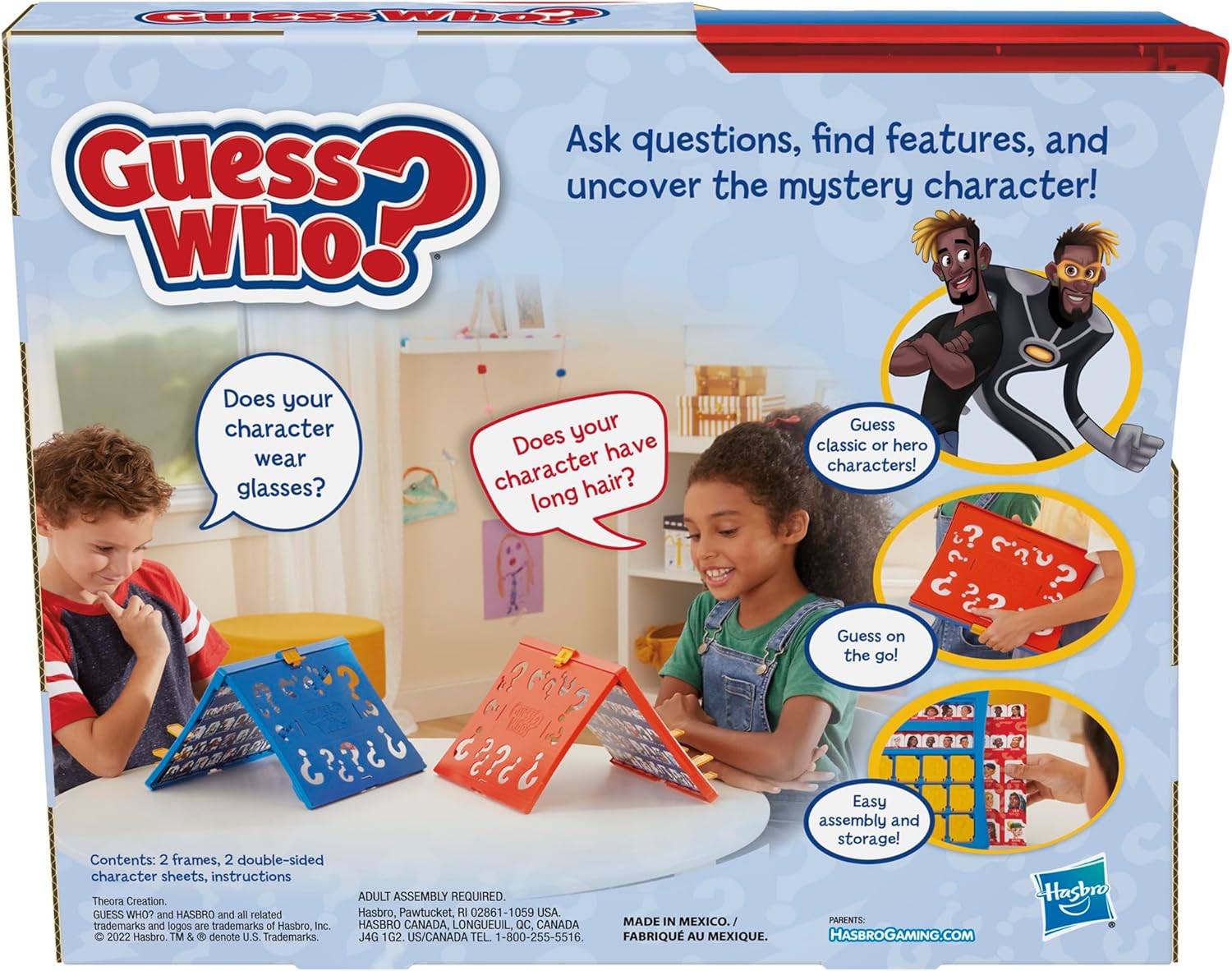 Hasbro Gaming Guess Who? Original,Easy to Load Frame,Double-Sided Character Sheet,2 Player Board Games for Kids,Guessing Games for Families,Ages 6 and Up