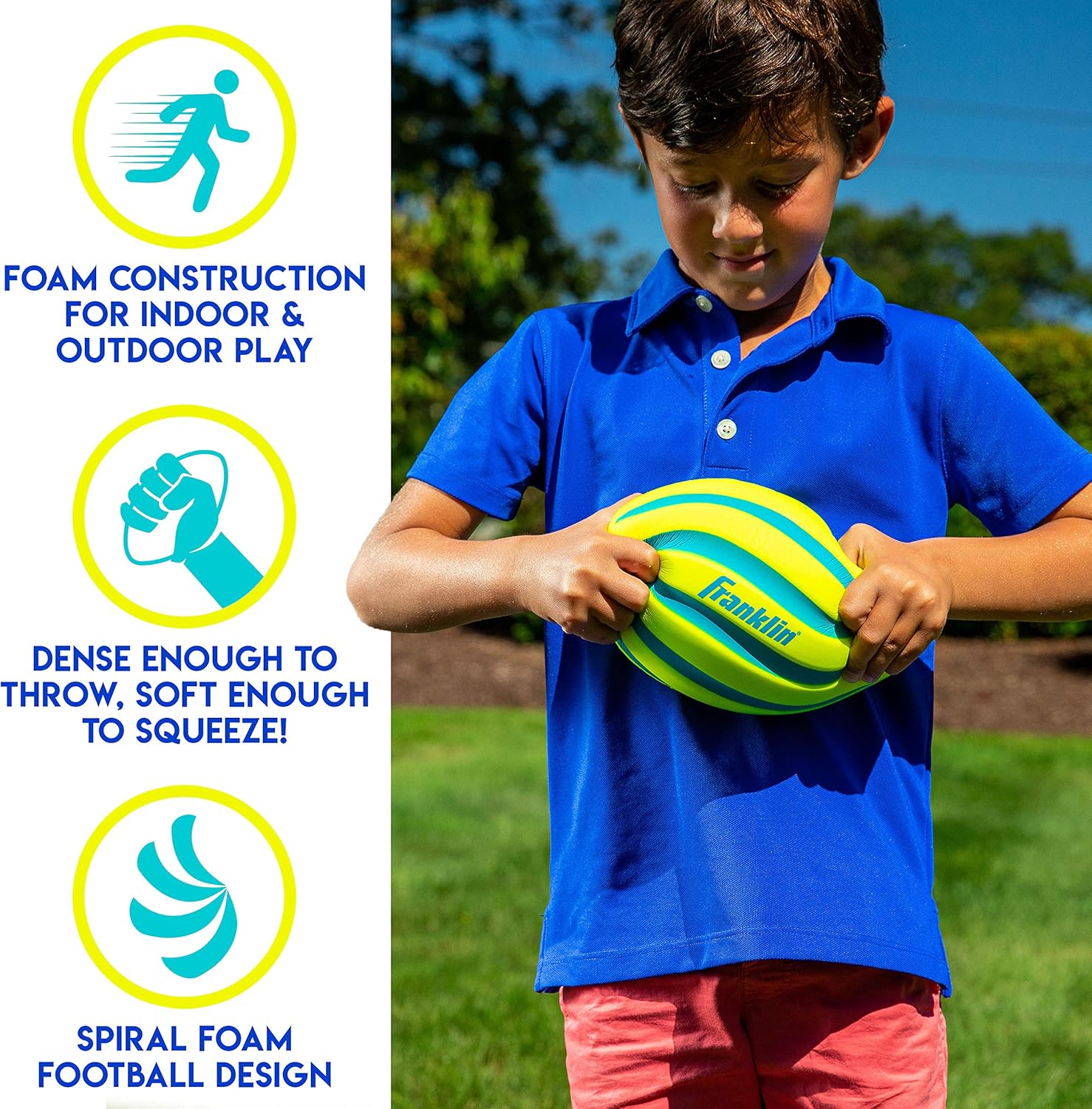 Franklin Sports Kids Foam Football - Mini Soft Foam Youth Football - Indoor + Outdoor Toy for Kids - Probrite 9" Mini Ball - Soft Backyard + Practice Toy Ball - Yellow