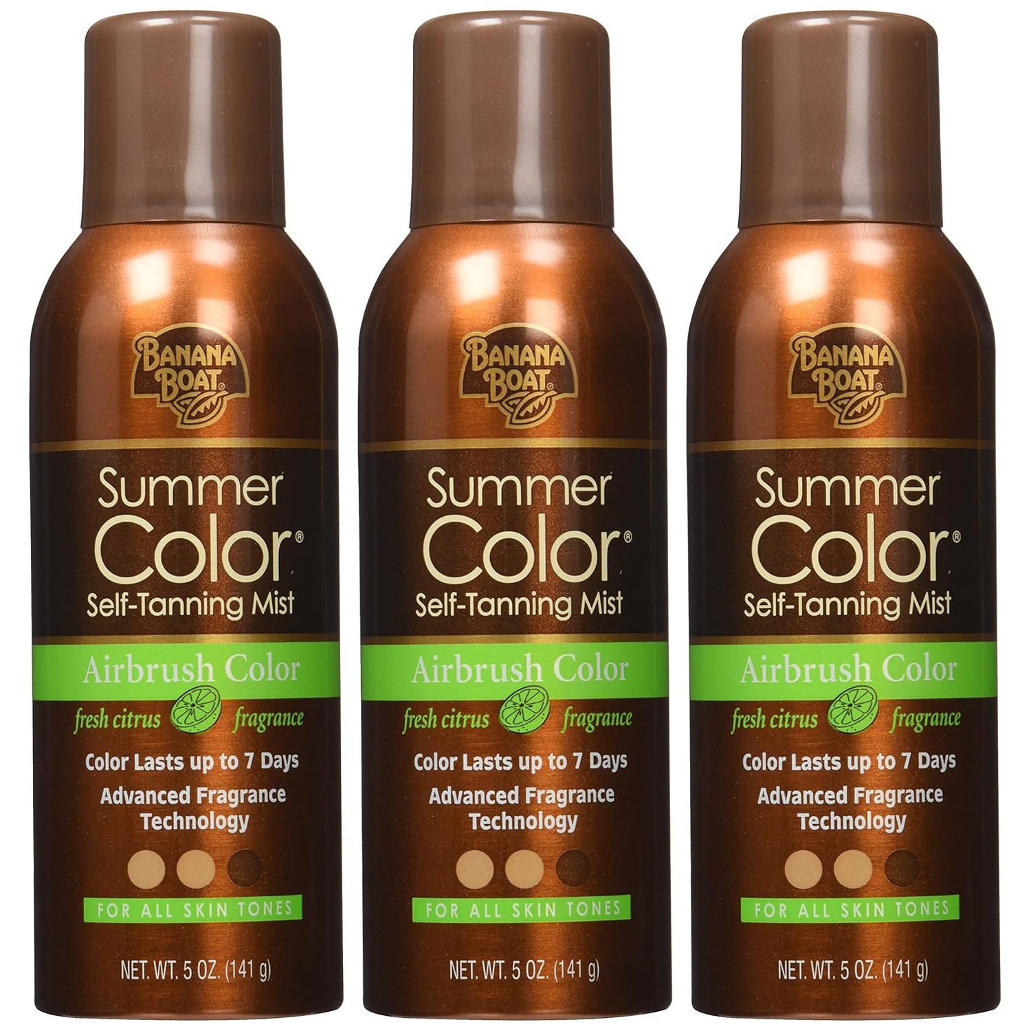 Banana Boat Self Tanning Spray for All Skin Tones, Airbrush Color, Reef Friendly, 5 Ounce - Pack of 3