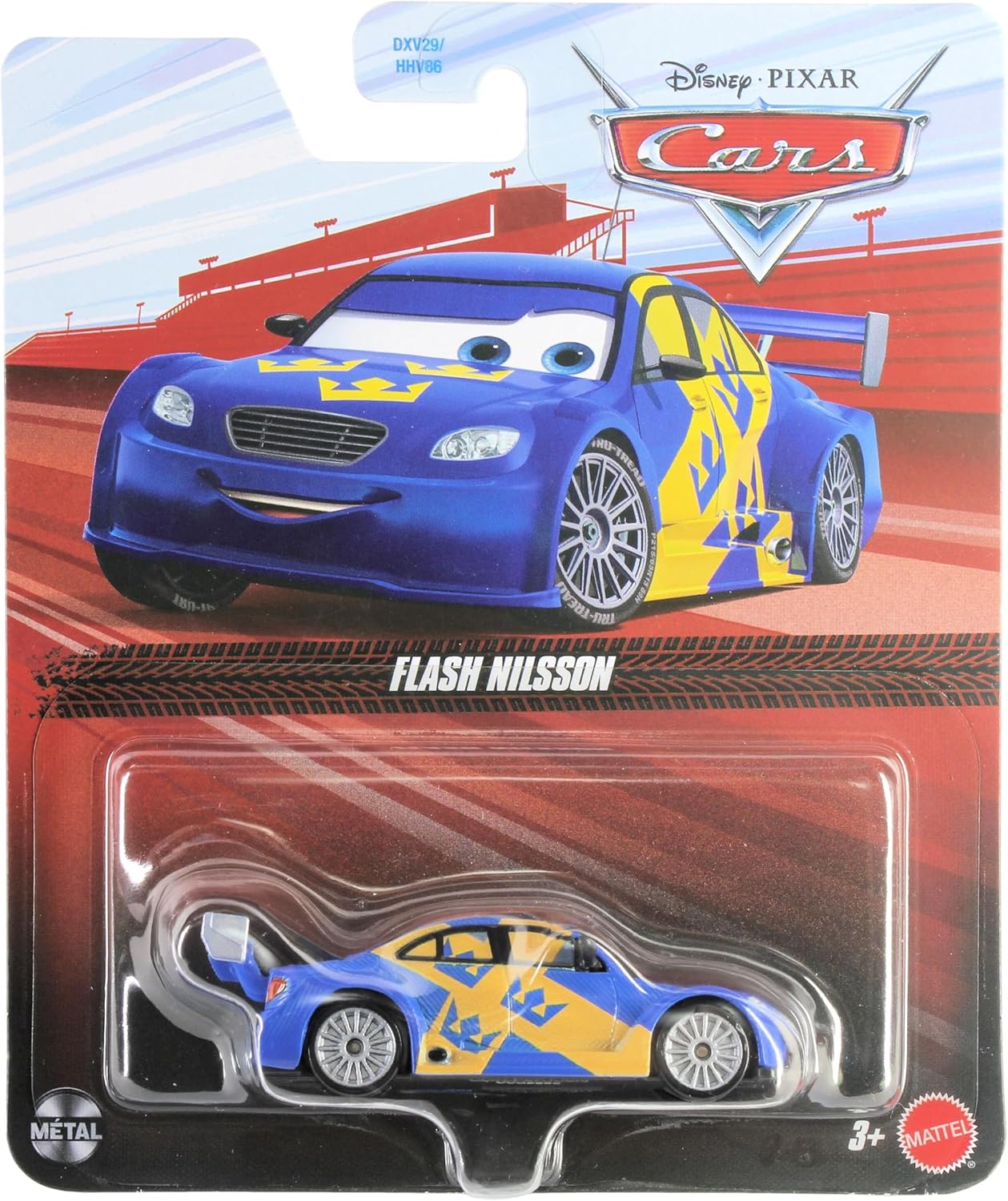 Mattel Disney Cars 2026 1:55 Scale Diecast Swedish Race Car Flash Nilsson