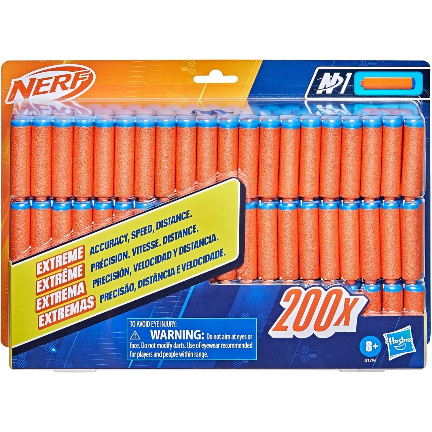 Nerf N Series N1 Dart Refill Pack, Includes 200 Darts, Compatible Only with Nerf N Series Blasters, Outdoor Games, Ages 8+