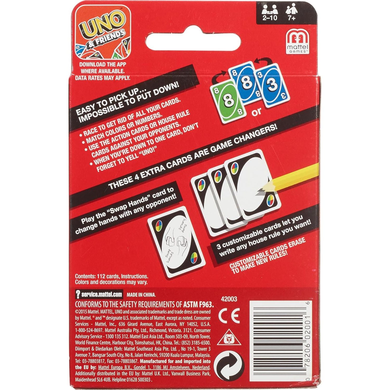 Mattel Games UNO Color & Number Matching Card Game for 2-10 Players Ages 7Y+