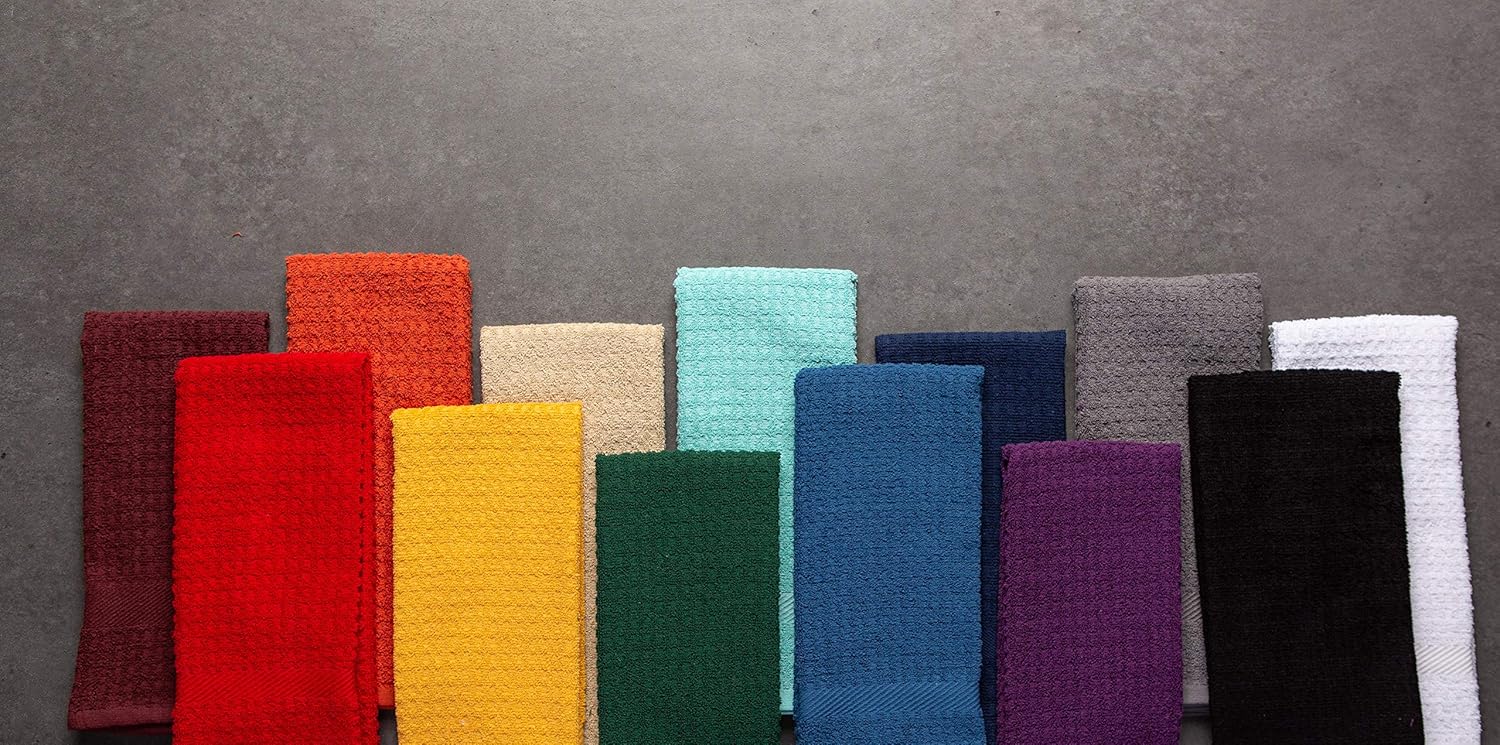 DII Basic Terry Collection Waffle Dishtowel Set, 15x26, Solid Gray, 4 Piece