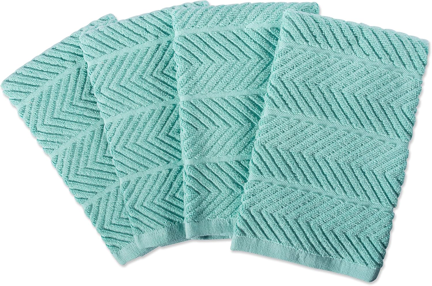 DII Luxury Barmop Collection Chevron Dishtowel Set, Aqua, 16x19, 4 Piece