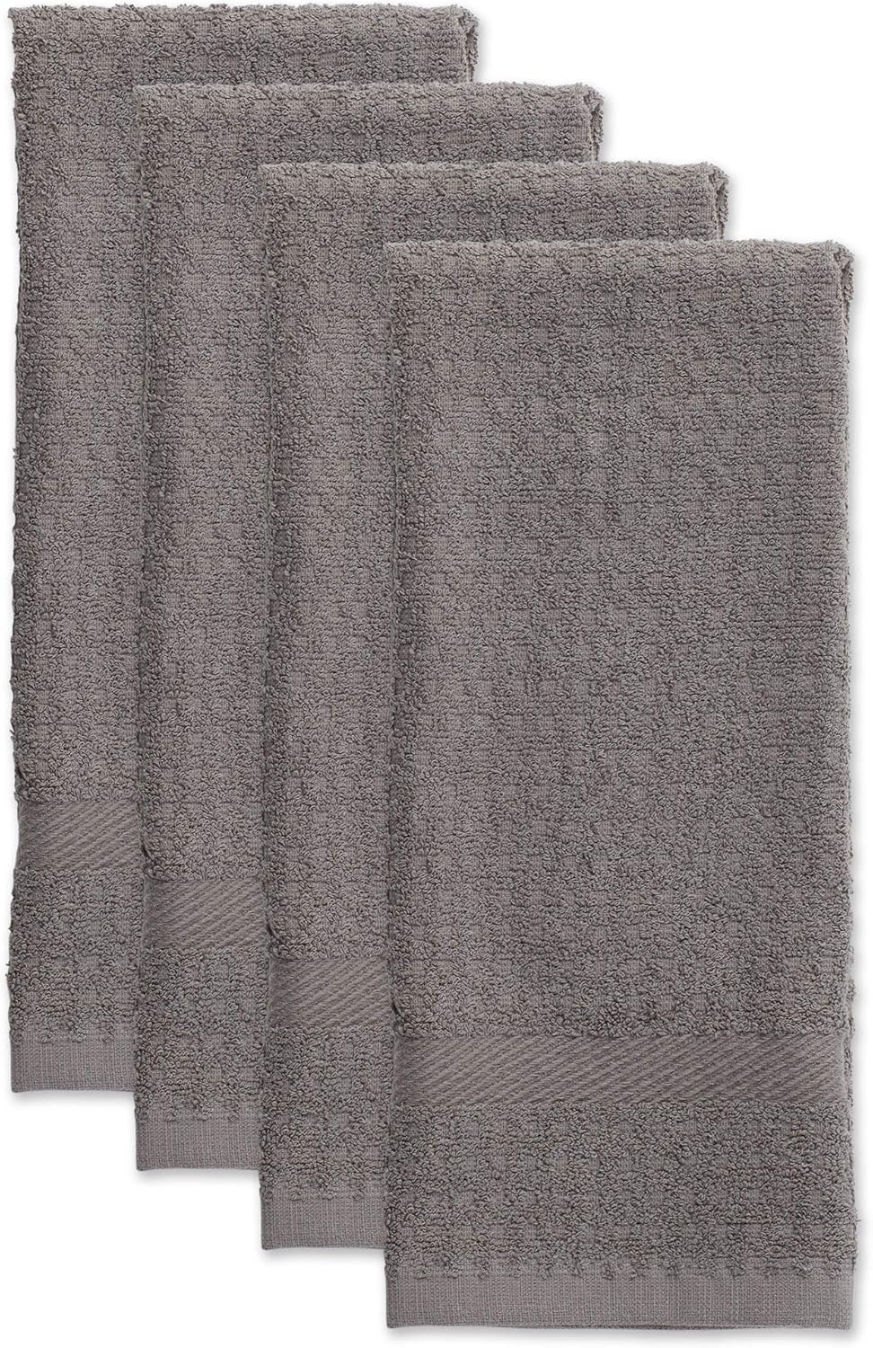 DII Basic Terry Collection Waffle Dishtowel Set, 15x26, Solid Gray, 4 Piece
