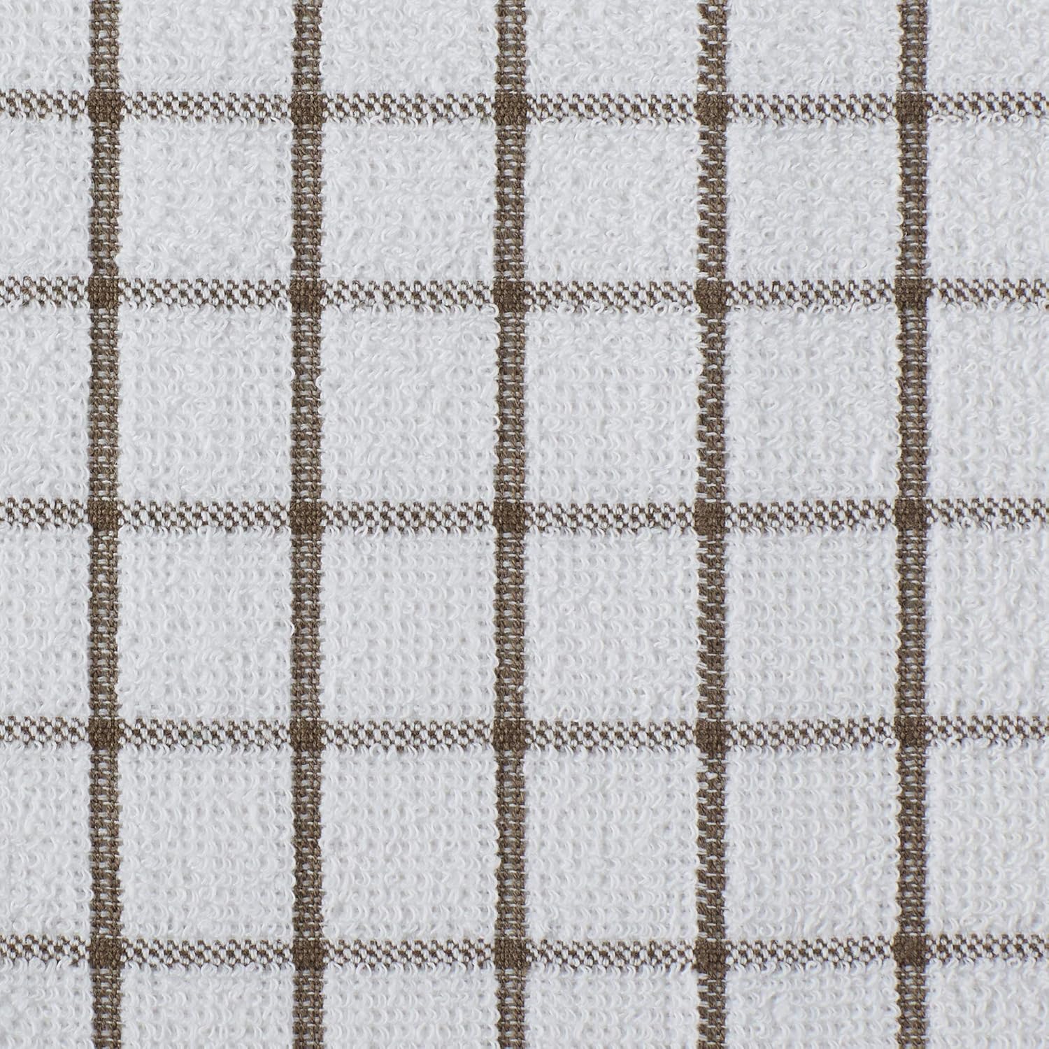 DII Basic Terry Collection Windowpane Dishcloth Set, 12x12, Brown, 6 Piece
