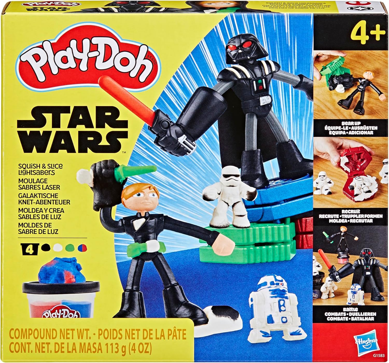 Play-Doh Star Wars Squish & Slice Lightsabers Playset, Bendy 4 Inch Luke Skywalker & Darth Vader Action Figures, Imagination Toys for 4 Year Old Boys & Girls & Up