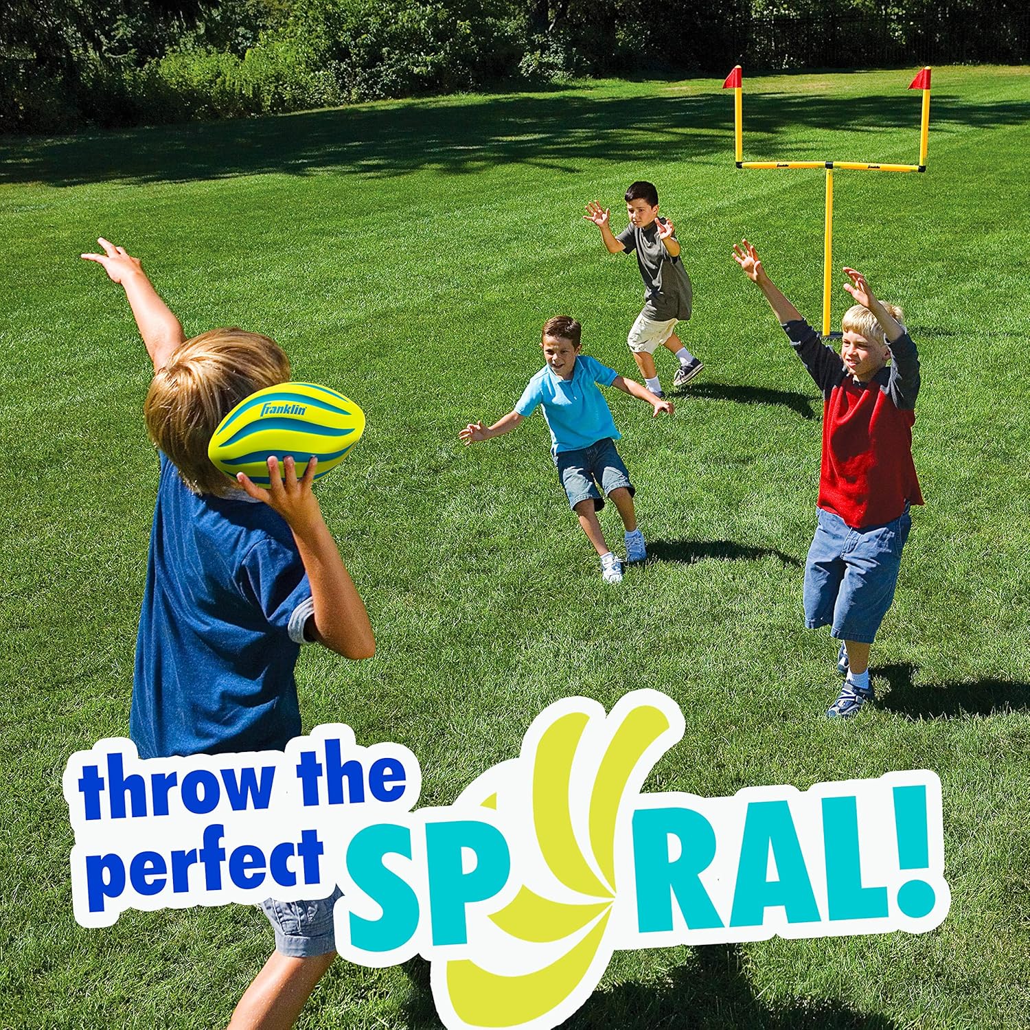 Franklin Sports Kids Foam Football - Mini Soft Foam Youth Football - Indoor + Outdoor Toy for Kids - Probrite 9" Mini Ball - Soft Backyard + Practice Toy Ball - Yellow