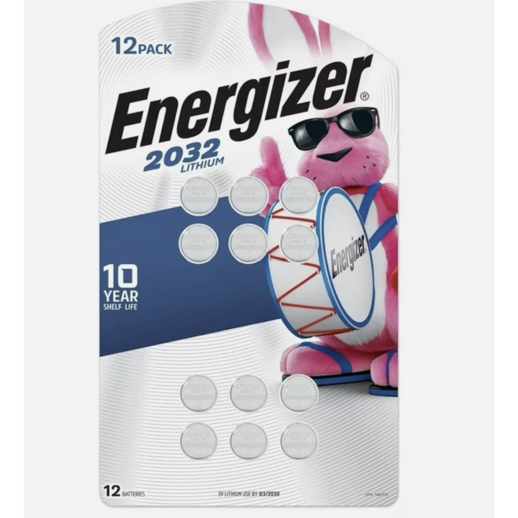Energizer 2032 Batteries 12 units - Lithium Coin Battery: Household, Silver, Single-Use