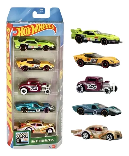 Hot Wheels Retro Racers 5 Pack [El Segundo Coupe, GT Scorcher, '32 Ford, Volkswagen Kafer Racer, 1967 Ford GT40 MK.IV] 1:64 Scale Diecast Toy Vehicles